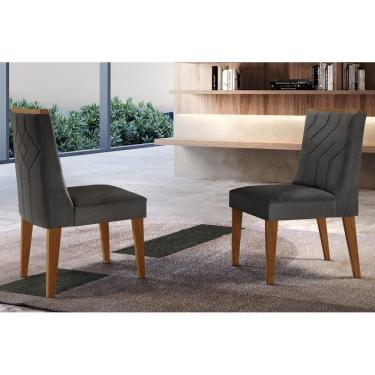 Imagem de Kit 2 Cadeiras Sala Jantar Nevada 2 Un Imbuia Capuccino Linho Grafite Rufato