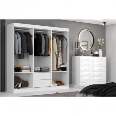 Imagem de Closet Lisboa Com Cômoda 10 Gavetas Premium Marbela - Branco