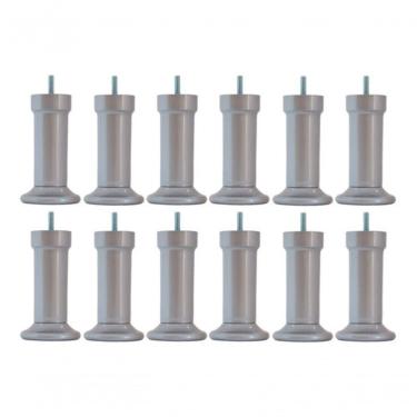 Imagem de Kit Com 12 Pés Para Cama Box Ou Baú Queen King Size Plástico Ultra Resistente Varian Cinza 13cm Altura