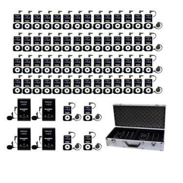 Imagem de Retekess Sistema De Guia Turístico Sem Fio T130, Microfone E Alto-Falante, Estojo Carregamento Com 64 Compartimentos, Audição Assistida Para Igrejas Escolas (4 Transmissores 60 Receptores)