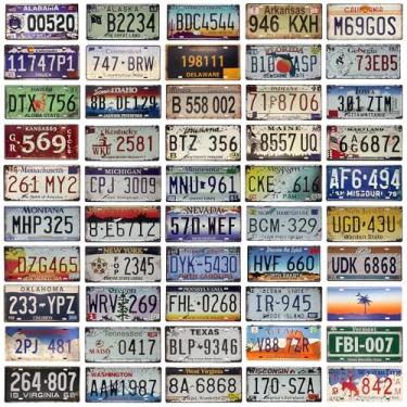 Imagem de Placas de licença vintage, decoração de placa de licença, placas de licença antigas, mercadoria que mostra os anos 70, decoração de quarto de praia estética 50 peças