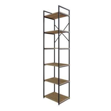 Imagem de Estante Alta C/06 Prateleiras 185x45x33cm Yon Vermont Oak/est.preta Vermont Oak/est.preta
