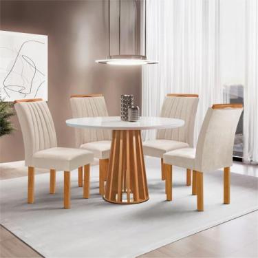 Imagem de Conjunto Mesa Tampo Redondo Plus Vidro Kansas 100cm 4 Cadeiras Arizona