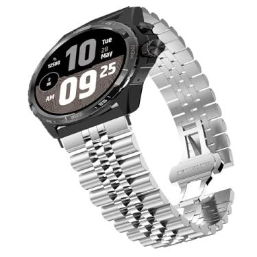 Imagem de Pulseira de metal inoxidável sólido de aço inoxidável sólido de 20 mm, 22 mm e 24 mm com fecho dobrável de borboleta, compatível com Ticwatch Atlas, Pro 5 Enduro, Pro 5, Pro 3 Ultra BT/LTE, versão