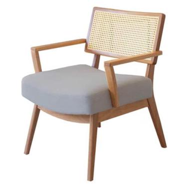 Imagem de Poltrona Jully Tela Natural Assento cor Neblina com Base Amendoa - 656