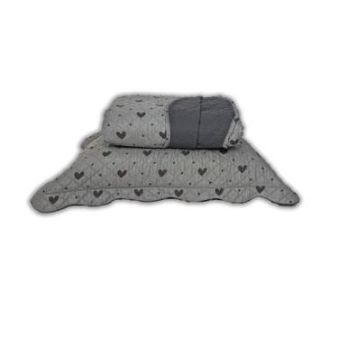 Imagem de Cobreleito King Corações Dupla Face Lepper Cinza, UN, Cinza