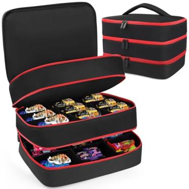 Imagem de TPCY Bolsa de transporte de carros de brinquedo compatível com carrinhos Hotwheels Monster Trucks. Pode armazenar 27 carros Monster Trucks (apenas capa)