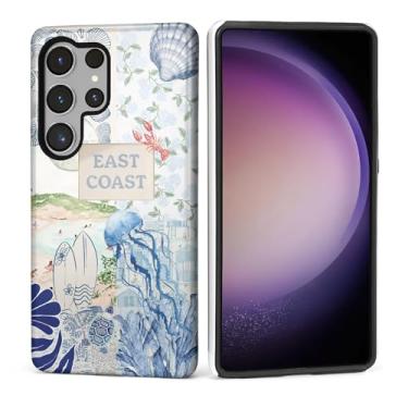 Imagem de Kapadiy Capa para Samsung Galaxy S24 Ultra [Design Colagem Retrô Etiqueta Tartaruga do Oceano Fresco] - Proteção Dupla Híbrida (Silicone + PC Rígido) Capa Protetora à Prova de Choque para Homens e