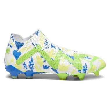 Imagem de PUMA Chuteira masculina Nmj X Future Ultimate Firm GroundArtificial Ground Chuteiras de futebol Cleated, chão firme - Multi, Puma Branco/azul de corrida, merengue limão/para, 45