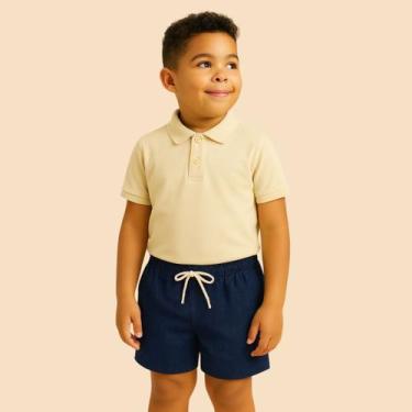 Imagem de Bermuda Infantil Masculina de Linho com Cordão Conforto Ideal para Pas
