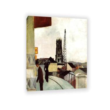 Imagem de SDYJ6GSW August Macke Prints Pintura Catedral em Freiburg Suíça Pôster Expressionismo Arte de Parede Famosa Reproduções de Pintura para Sala de Estar Decoração de Casa 50 x 40 cm Sem Moldura