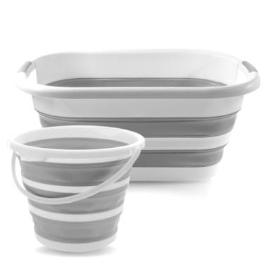 Imagem de Kit Cesto 26L Com Balde Retratil Dobravel 10L Organizacao Armazenamento