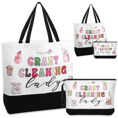 Imagem de Paterr Sacola de lona e bolsa de maquiagem, presente de agradecimento para empregada doméstica, Branco