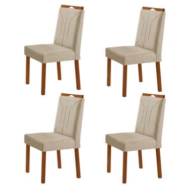 Imagem de Kit 4 Cadeiras Luna Com Puxador Móveis Minas Cor Linho Bege