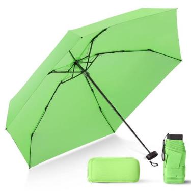 Imagem de Guarda-chuva de viagem LEAGERA Compact com estojo verde leve