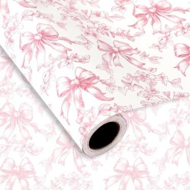 Imagem de Papel de embrulho de presente JarthenaAMCS Pink Bow Floral 5m x 43cm