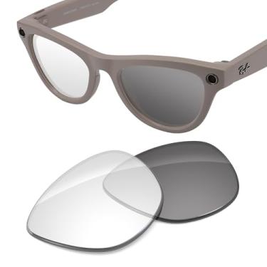 Imagem de Tintart Lentes de substituição de desempenho compatíveis com óculos inteligentes RayBan Meta Skyler RW4010 52 mm - fotocromático, transparente a escuro