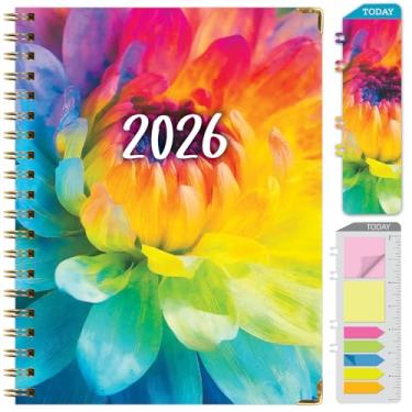 Imagem de Agenda Hardcover 2026, 21,6 cm x 28 cm: 14 meses (novembro de 2025 a dezembro de 2026), agenda mensal diária, agenda anual, marcador de livro, pasta de bolso e conjunto de notas adesivas (pétalas de