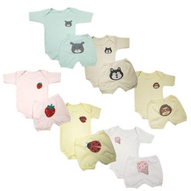 Imagem de Kit 3 Conjuntos Bebê Body e Shorts Bumbum Bordado Fofinho - Koala Baby