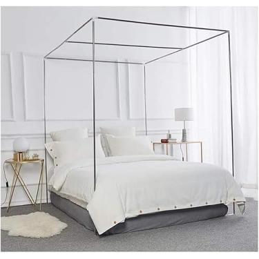 Imagem de Dossel De Cama De Aço Inoxidável, Suporte De Rede Mosquiteira Dossel Estrutura De Aço Inoxidável Adequada Para Cama De Solteiro/Duplo/King/Super King Se Encaixa, 25mm, 1.35×2m bed