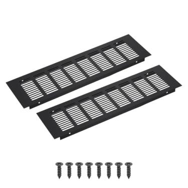 Imagem de PATIKIL Grade de ventilação retangular de 35 x 10 cm, 2 peças de cobertura de ventilação de alumínio com parafusos de montagem para guarda-roupa de porta de armário de armário, preto