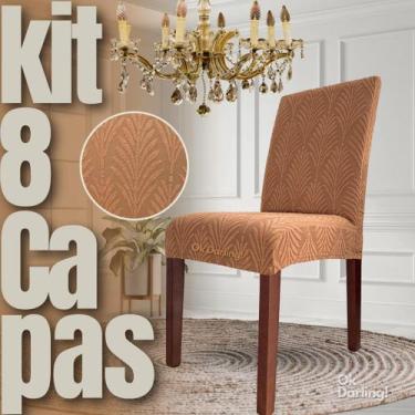 Imagem de Kit 8 Capas de Cadeira Linha Gold Francesa - Marrom/Caramelo - OK Darl
