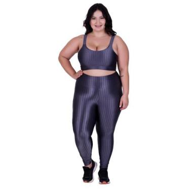 Imagem de Conjunto Fitness Plus Size Cós Alto Top de Academia e Calça Cintura Al