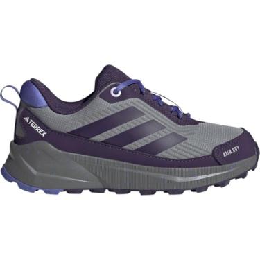 Imagem de adidas Tênis de caminhada unissex infantil Terrex Trailmaker 2 Rain.rdy, Cinza/Aurora Plum/Semi Cobalto Azul, 3.5 Big Kid
