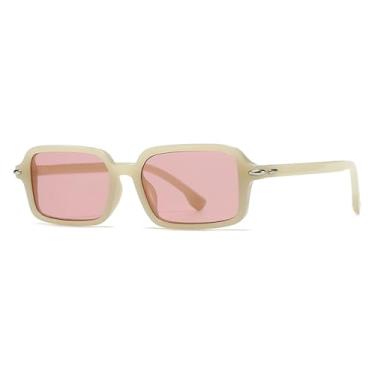 Imagem de Óculos de Sol Rivets Feminino UV400 Masculino com Lentes Transparentes e Armação para Esportes ao Ar Livre, Corrida e Ciclismo, Bege Jelly e Rosa
