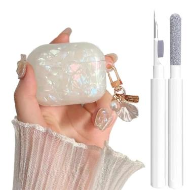 Imagem de OTOPO Capa para Airpods Pro 3ª geração para meninas e mulheres 2025 com kit de limpeza, estampa de glitter para Apple iPod Pro 3ª geração, capa protetora com chaveiro pérola, colorido