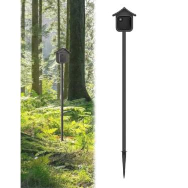Imagem de Gusfeliz Suporte de estaca de solo com película de silicone à prova de intempéries para câmera de segurança Blink Outdoor 4 – Suporte de haste de metal para gramado, jardim e quintal (câmera não