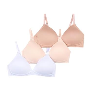 Imagem de TAHARI Pacote com 3 sutiãs sem fio moldados para meninas, Rosa nude, nu, branco, 32A