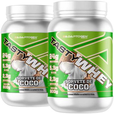 Imagem de Suplemento Kit 2x Tasty Whey Isolado 3w Coco 900g Adaptogen