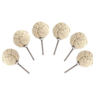 Imagem de Puxadores de porta de corda de juta - Puxadores brancos para armários, guarda-roupas e armários - Cordas de juta náuticas artesanais maçanetas de porta/puxadores de gaveta de nó de corda - Presentes