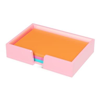 Imagem de Beego Organizador de notas adesivas – 10 x 15 cm, suporte de bloco de notas acrílico rosa claro para bloco de notas, dispensador de notas adesivas de acrílico (sem enchimentos) para quarto, escritório