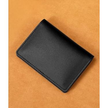 Imagem de Carteira minimalista de cor sólida, porta-moedas fina, porta-cartão de crédito feminino, Preto