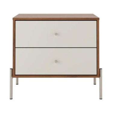 Imagem de Mesa De Cabeceira 2 Gavetas Jasper Off White E Canella