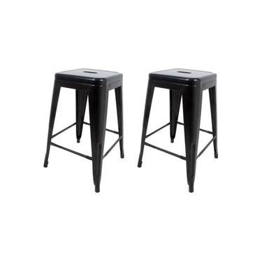 Imagem de Conjunto 2 Banquetas Médias Para Cozinha Bar Bancada Balcão Tolix Iron Industrial Preto