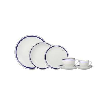 Imagem de Jogo de Jantar em porcelana Silver Rim L'Hermitage Très Classique 42 peças azul