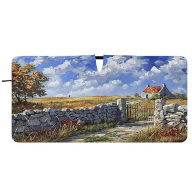 Imagem de Blueangle Guarda-sol para para-brisa doméstico camponês - 149.9 cm x 76.2 cm dobrável carro janela frontal blocos para-sol raios UV viseira solar (512)