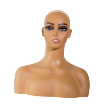 Imagem de KiBcsLic Cabeça de manequim feminina, busto, chapéu, peruca, suporte de cabeça de manequim para lenços, enfeite de para casa