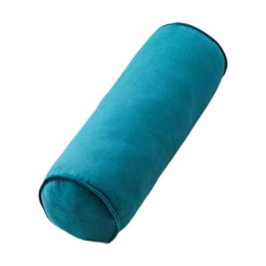 Imagem de KiBcsLic Travesseiro Cervical em Formato de Rolo, Travesseiro Redondo para Apoio do Pescoço e da Coluna Lombar ao Assistir TV, Azul