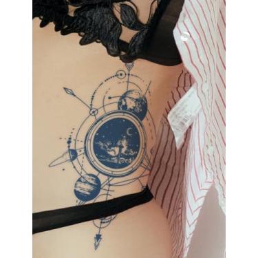 Imagem de Suco de ervas semipermanente beleza planeta minimalista tatuagens com duração de 7 a 14 dias sem queda sem flor refletiva braço pulso peito abdômen costas corpo tatuagem temporária adesivo 1 pacote