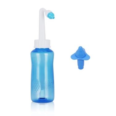 Imagem de Garrafa de Irrigação Nasal, Azul, Sistema de Limpeza Nasal com Bico, Higiene Sinusal