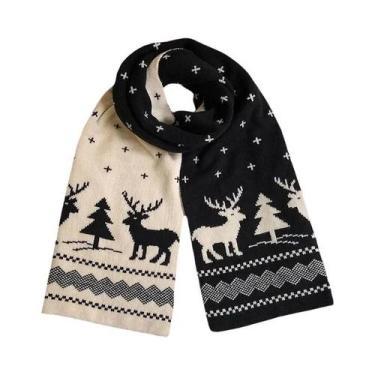 Imagem de Cachecol De Lã Dupla Face Unissex Quente De Inverno Com Estampa De Cer