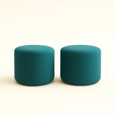Imagem de Kit 2 Puffs Bouclé Decorativos Redondos Estilo Orgânico – Puff Moderno para Sala, Quarto e Recepção(Ocean)