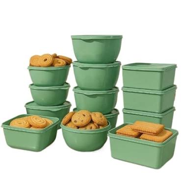 Imagem de Kit com 12 Potes Plasticos Para Alimentos Frezer Geladeira(Verde Menta)