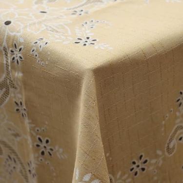 Imagem de Toalha de Mesa de Linhão Elegante e Durável - 4 6 ou 8 Lugares Tecido Sofisticado e Resistente (Curvy,8 Lugares)