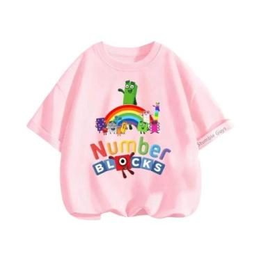 Imagem de Camiseta Infantil Com Estampa De Anime, Verão, Blocos De Construção Di