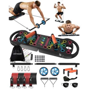Imagem de HOTWAVE Equipamento De Exercício Portátil Com 16 Acessórios De Ginástica.20 Em 1 Push Up Board Fitness, Faixas De Resistência Com Roda De Rolo Ab, Treino De Corpo Inteiro Em Casa